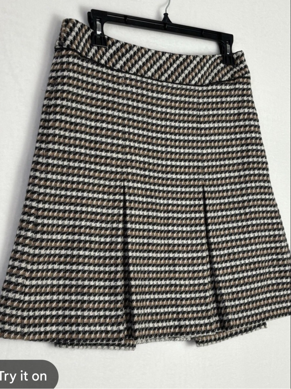 Talbots pleated tweed houndstooth skirt womens 10
